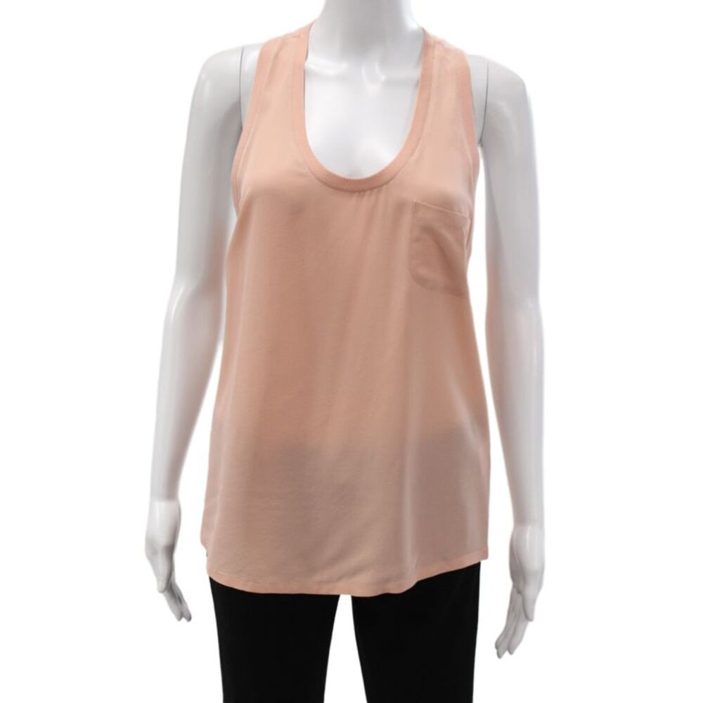 Joie Womens Silk Scoop Neck Sleeveless Tank Top Pink Size S